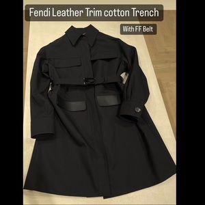 Fendi leather trim cotton trench coat Clearance